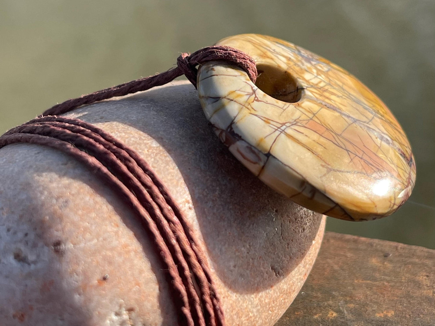 Picasso jasper gemstone necklace. Ethical jewellery, yellow gemstone pendants. Stunning unique jewellery. Unique gifts. Unique necklace.