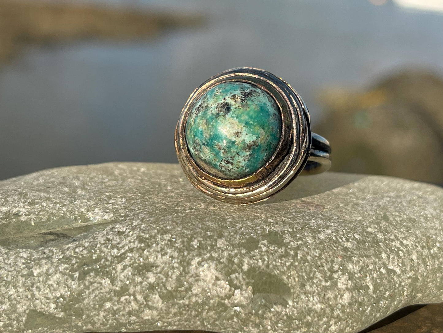 Fabulous vintage turquoise ring, boho vintage jewellery, ethical jewellery, gypsy ring. Eco friendly jewellery. Turquoise jewellery.