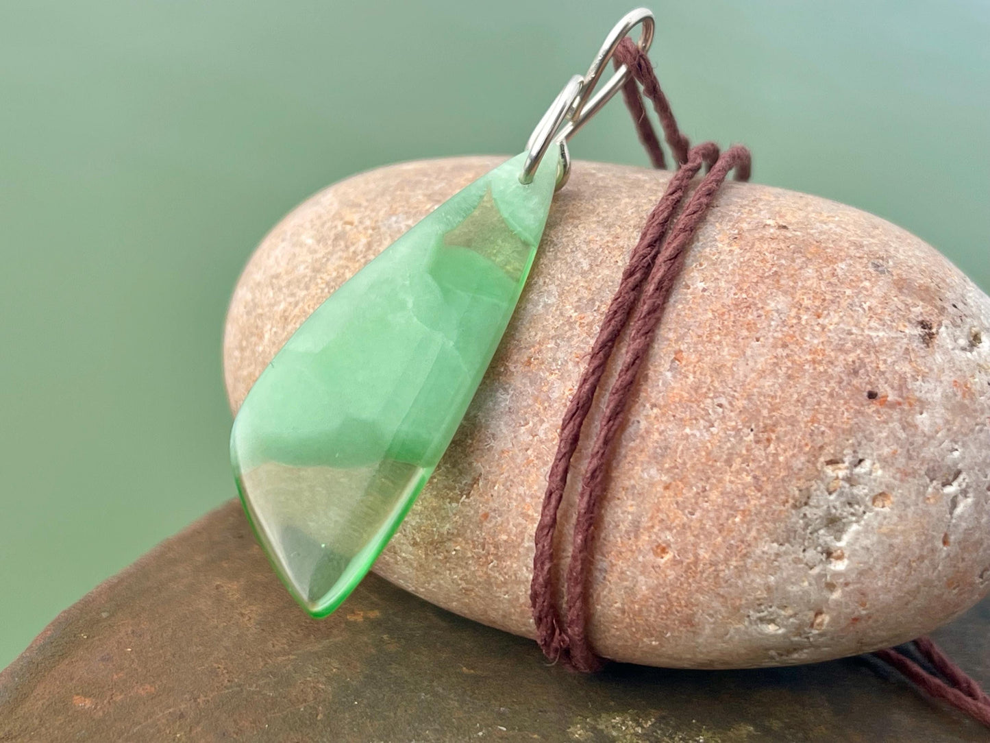 Green onyx pendant, green necklace, green jewellery, gift for him, boho handmade necklace,  romantic gift for her, ethical jewellery