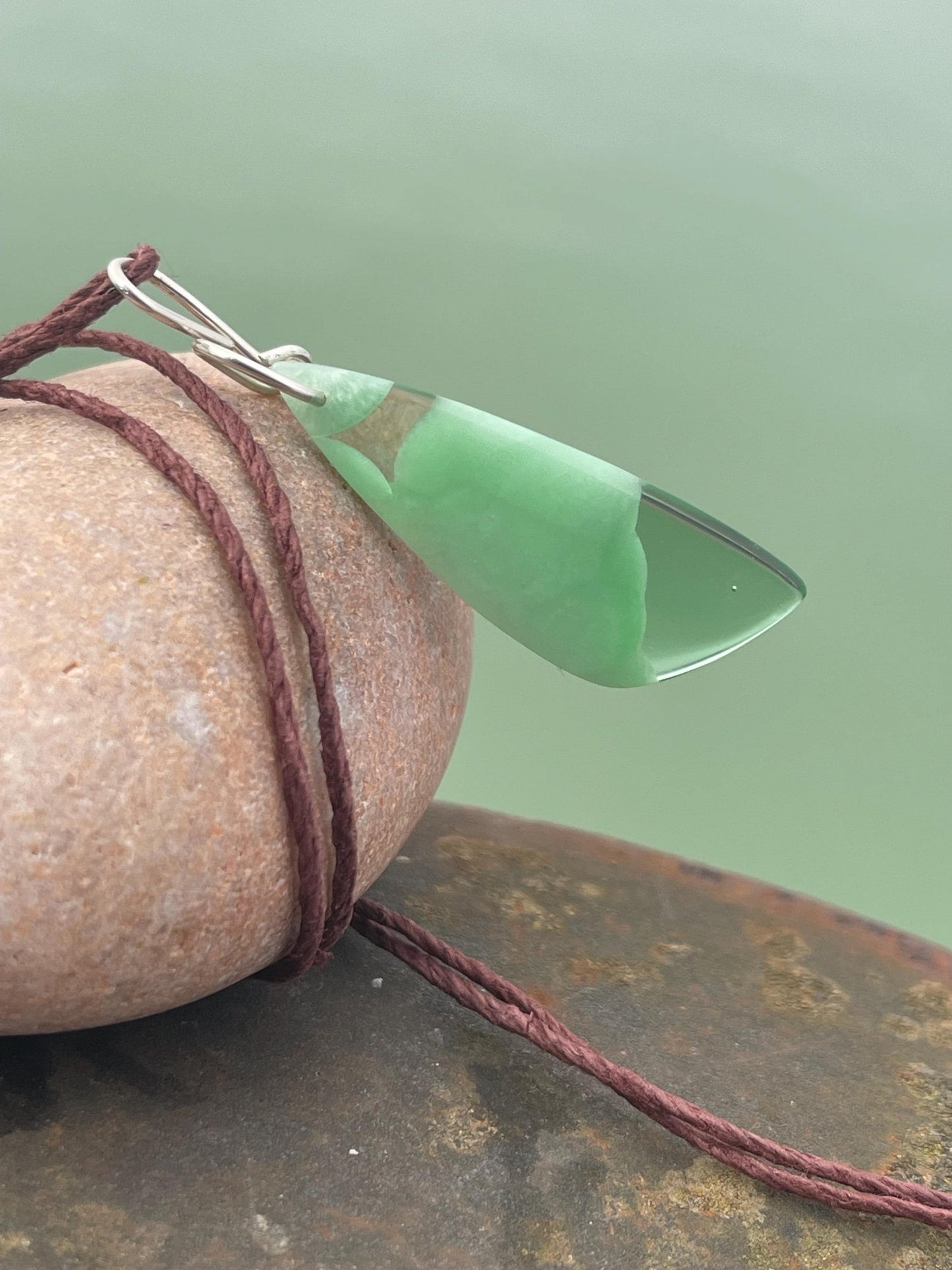 Green onyx pendant, green necklace, green jewellery, gift for him, boho handmade necklace,  romantic gift for her, ethical jewellery