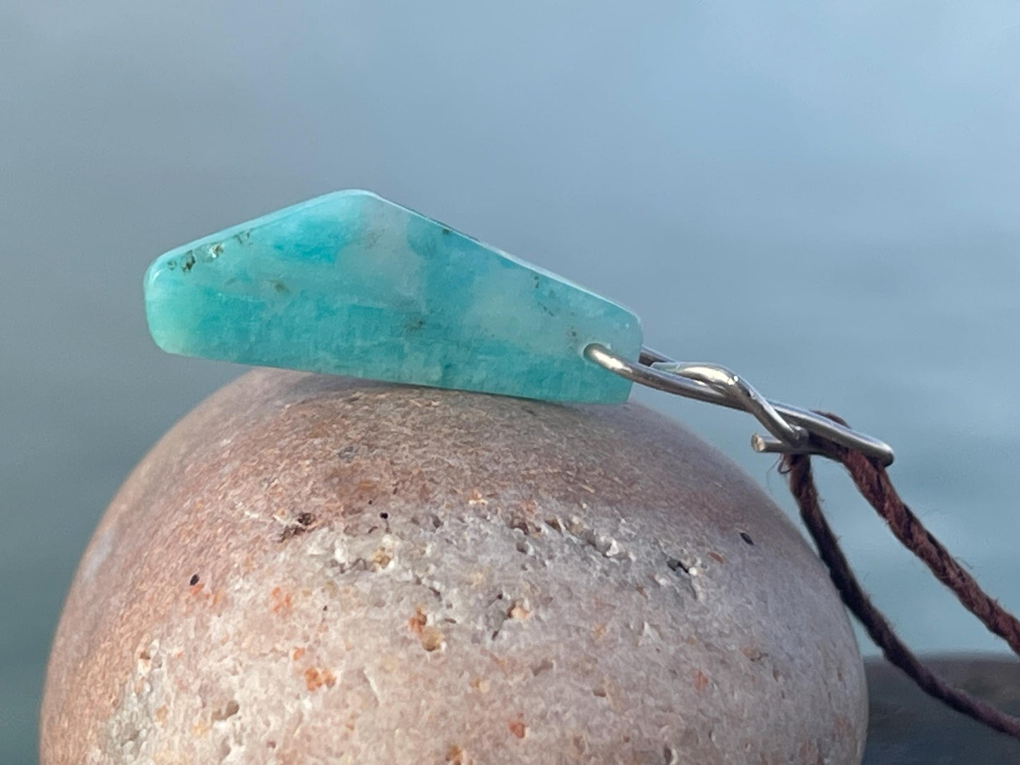 Handmade Aqua amazonite gemstone necklace on recycled silver. Eco friendly necklace, unique gifts, ethical jewellery, unique necklace