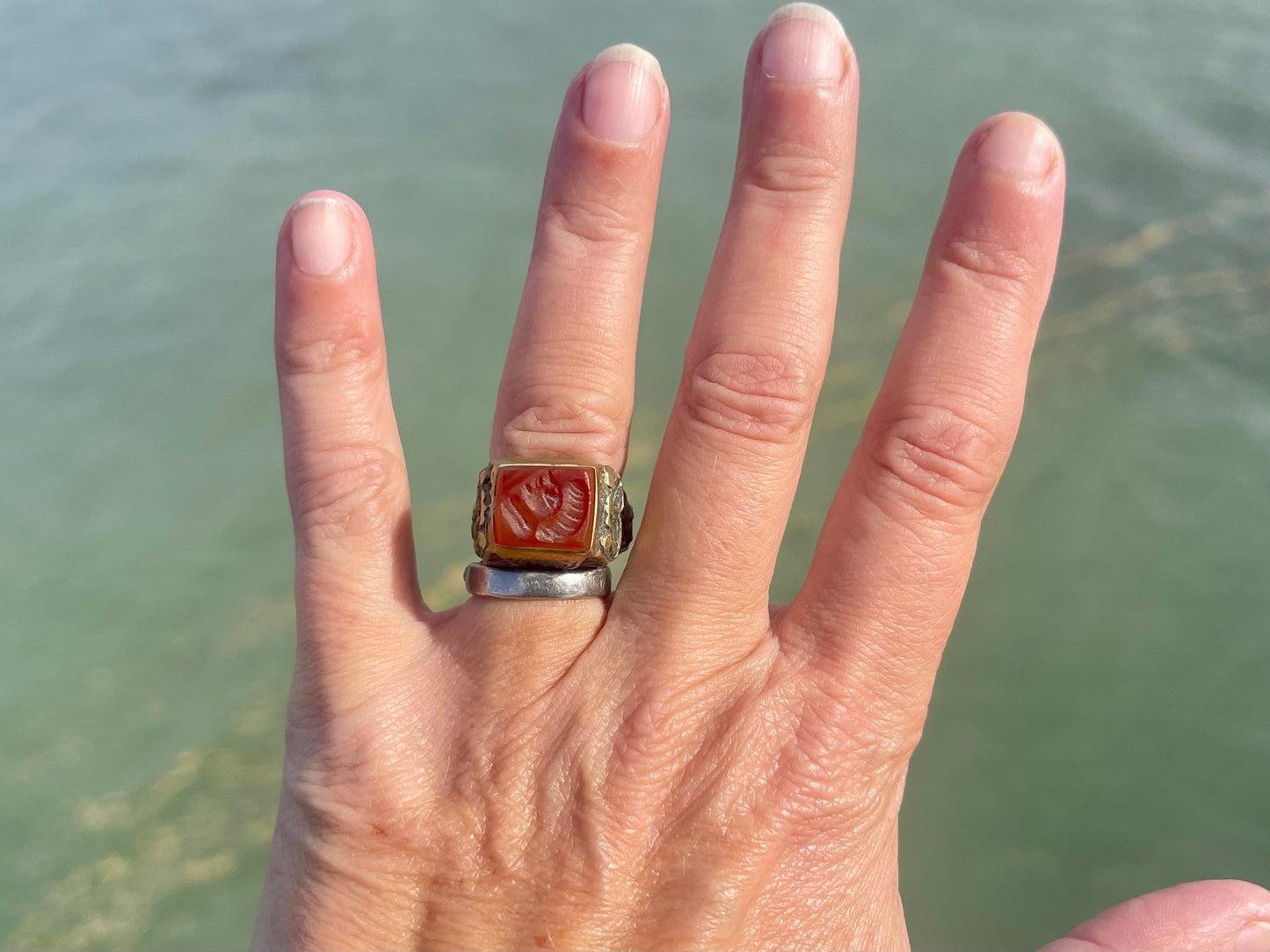 Fabulous vintage ring, Red carnelian ring, boho vintage jewellery, ethical jewellery, gypsy ring. Eco friendly jewellery.