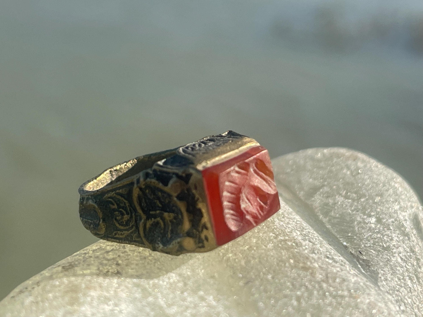 Fabulous vintage ring, Red carnelian ring, boho vintage jewellery, ethical jewellery, gypsy ring. Eco friendly jewellery.