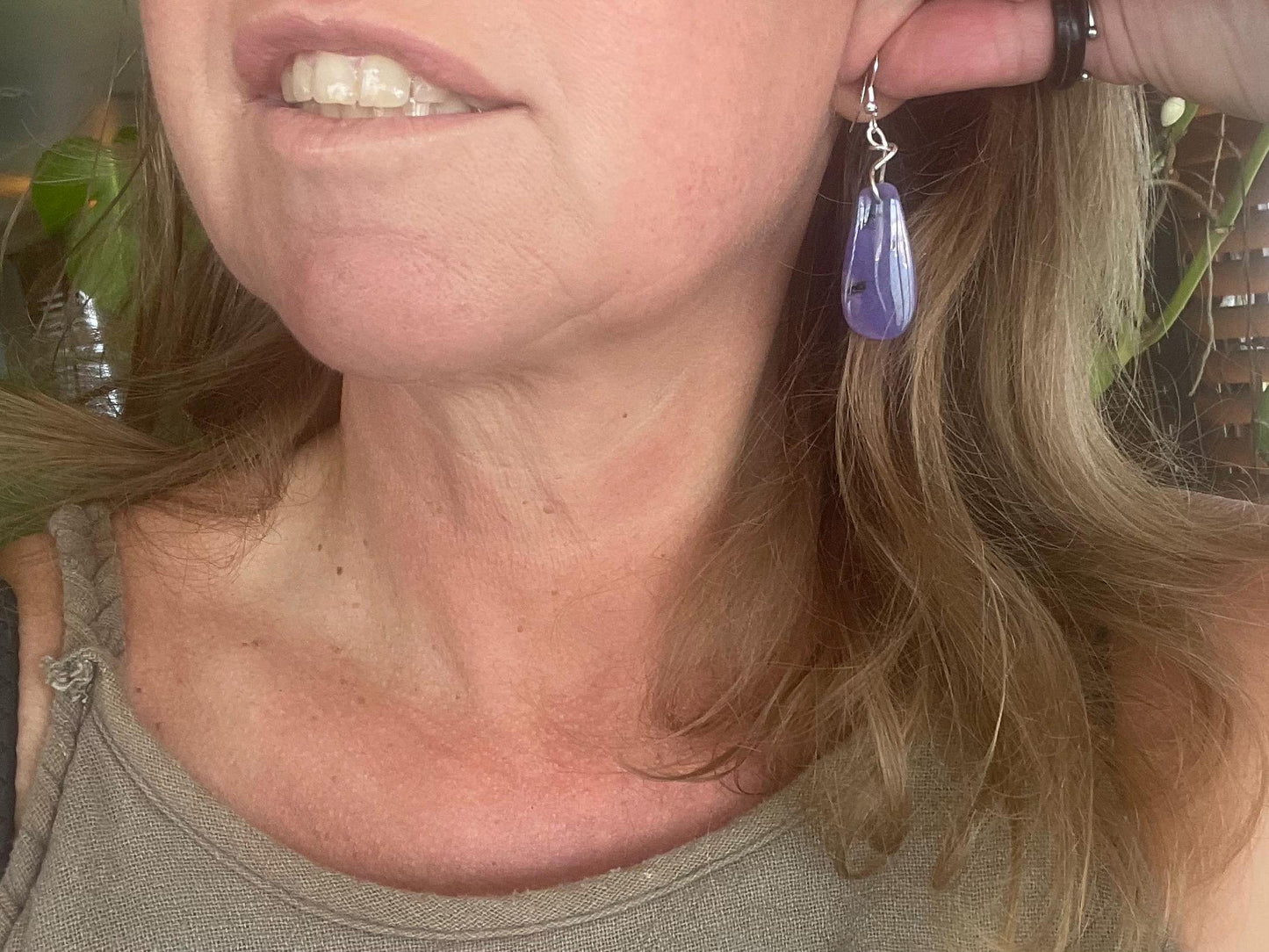 Charoite earrings on recycled sterling silver. Charoite jewellery, gift for her, unusual necklace, purple gemstone, unique jewellery