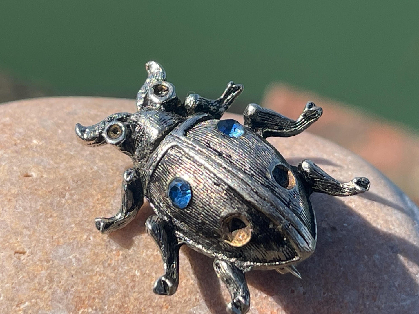 Beetle brooch, vintage brooch, vintage jewellery, retro jewellery, eco friendly gift for her, ethical jewellery, beetle pin. Insect brooch.