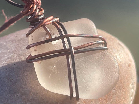 Sea glass necklace. Recycled necklace, gift for him. Ethical jewellery. Sea glass pendant. Eco friendly necklace. Eco friendly jewellery.