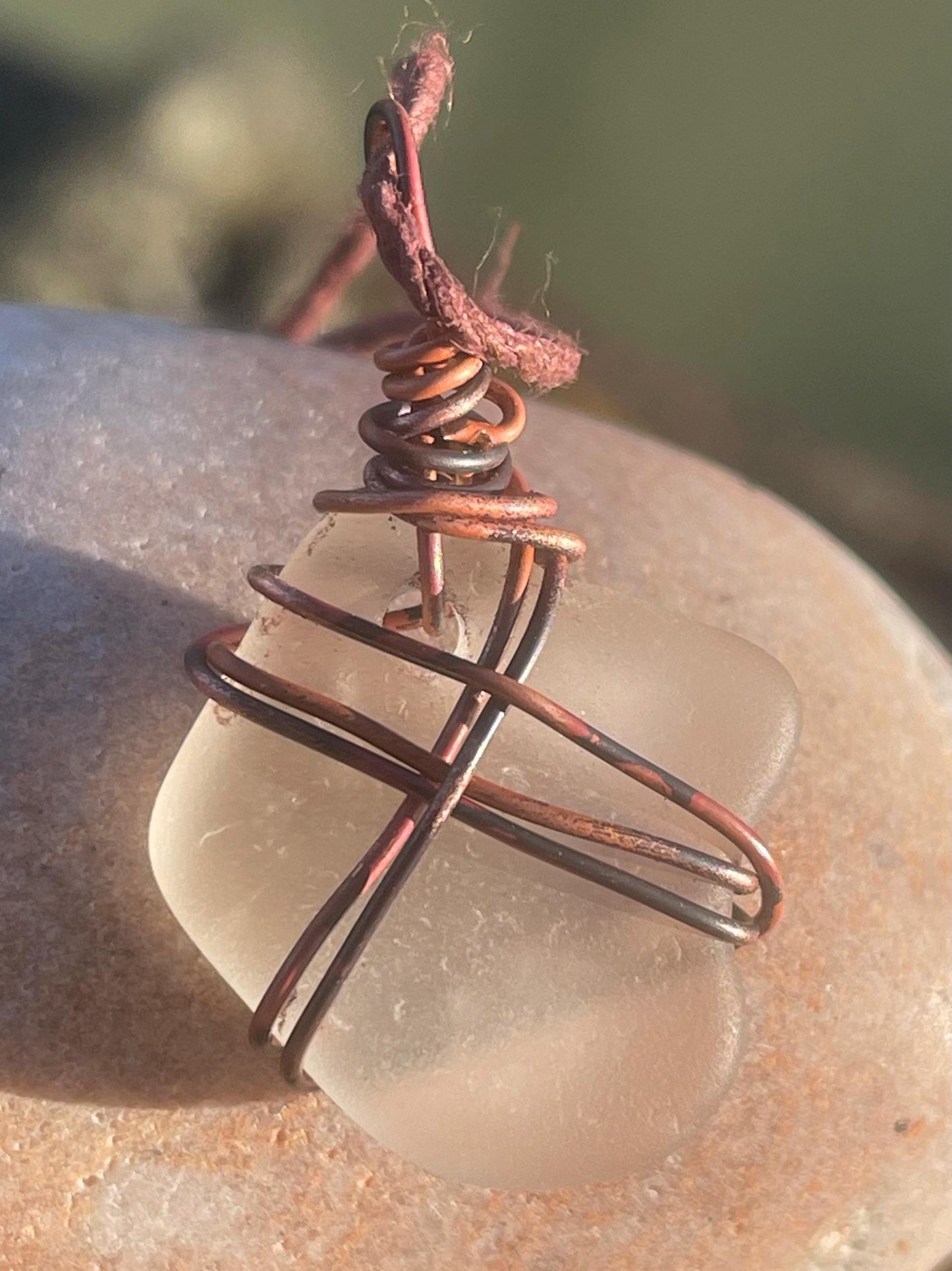 Sea glass necklace. Recycled necklace, gift for him. Ethical jewellery. Sea glass pendant. Eco friendly necklace. Eco friendly jewellery.