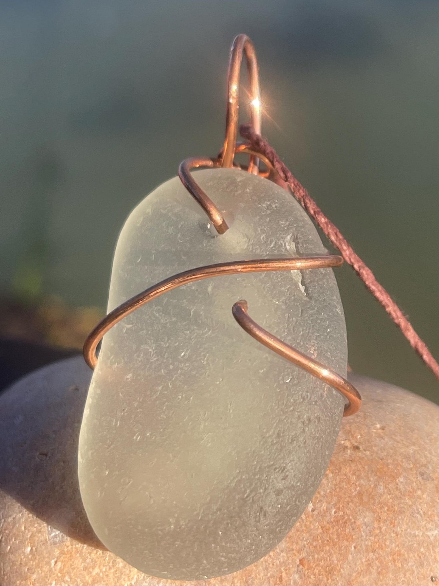 Sea glass necklace. Recycled necklace, gift for him. Ethical jewellery. Sea glass pendant. Eco friendly necklace. Eco friendly jewellery.