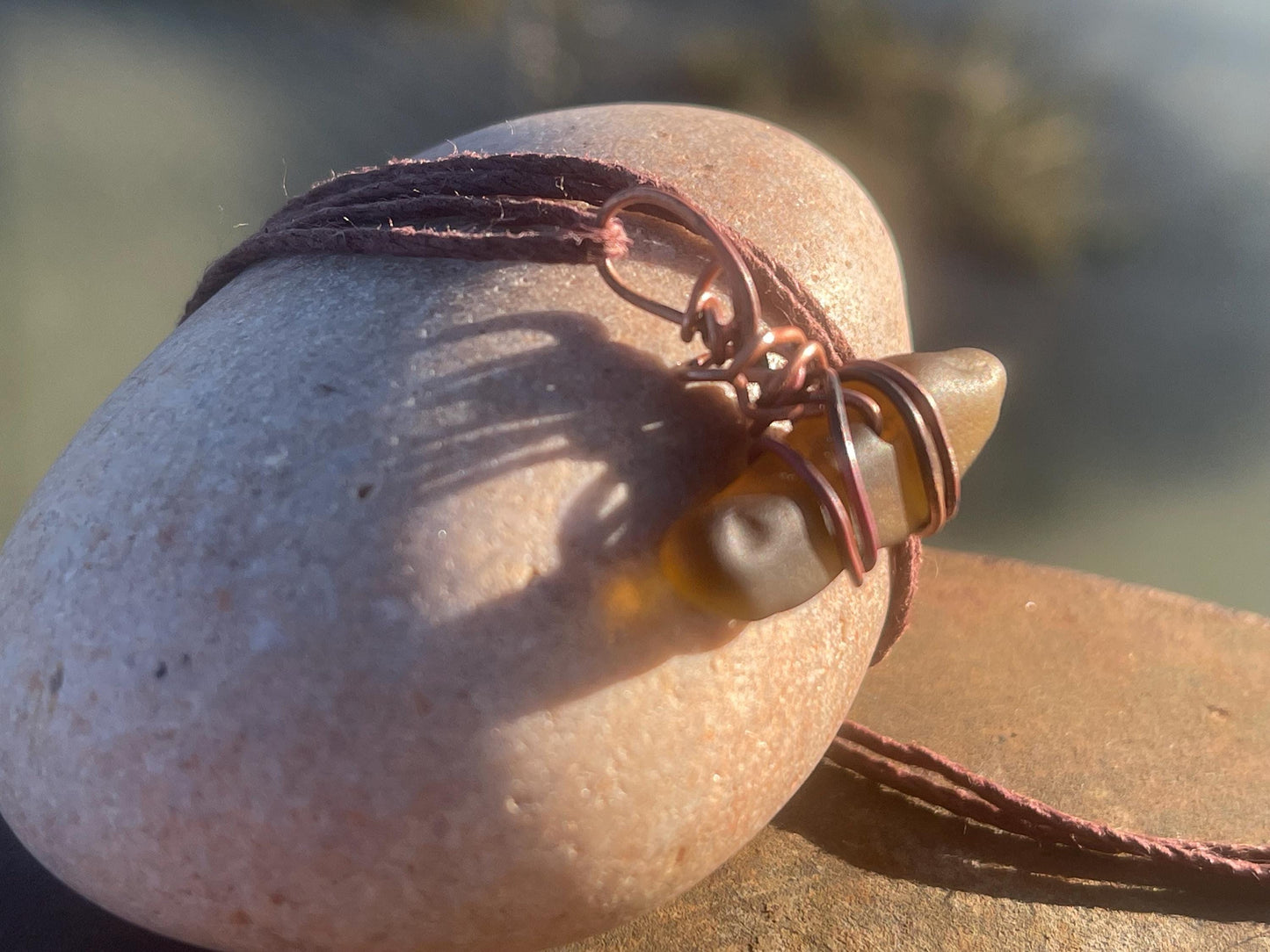 Sea glass necklace. Recycled necklace, gift for him. Ethical jewellery. Sea glass pendant. Eco friendly necklace. Eco friendly jewellery.