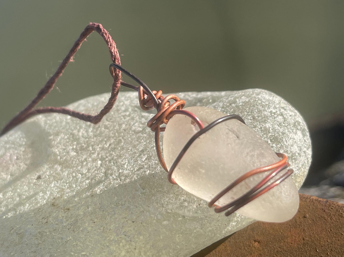 Sea glass necklace. Recycled necklace, gift for him. Ethical jewellery. Sea glass pendant. Eco friendly necklace. Eco friendly jewellery.