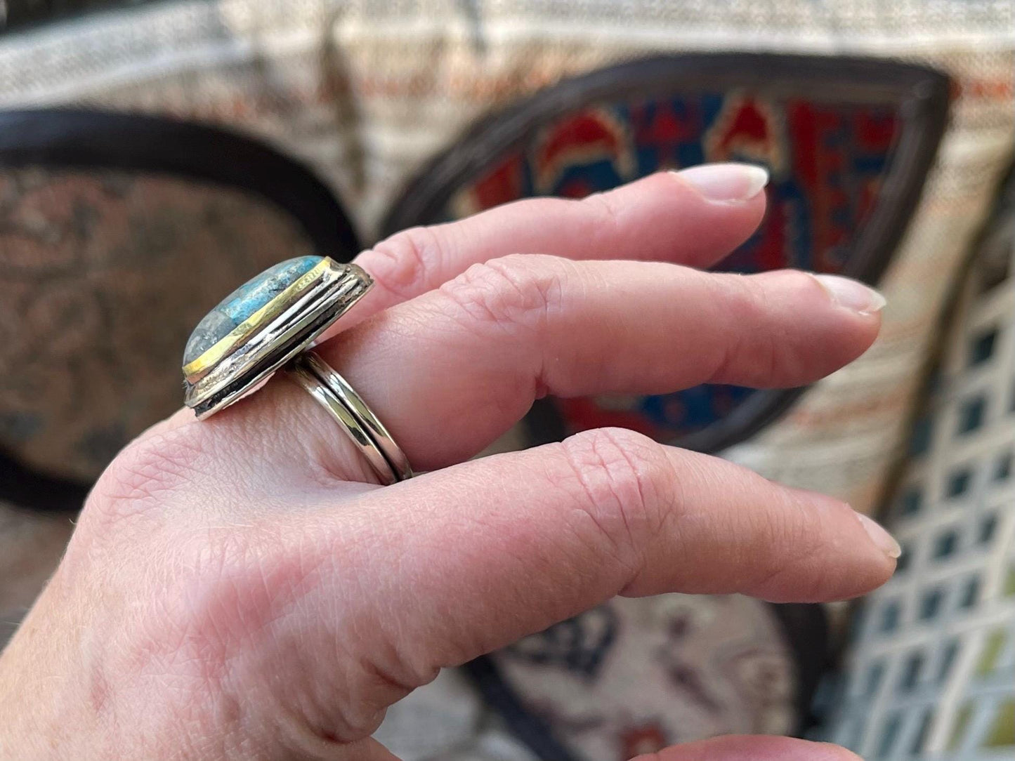 Fabulous vintage turquoise ring, boho vintage jewellery, ethical jewellery, gypsy ring. Eco friendly jewellery. Turquoise jewellery.
