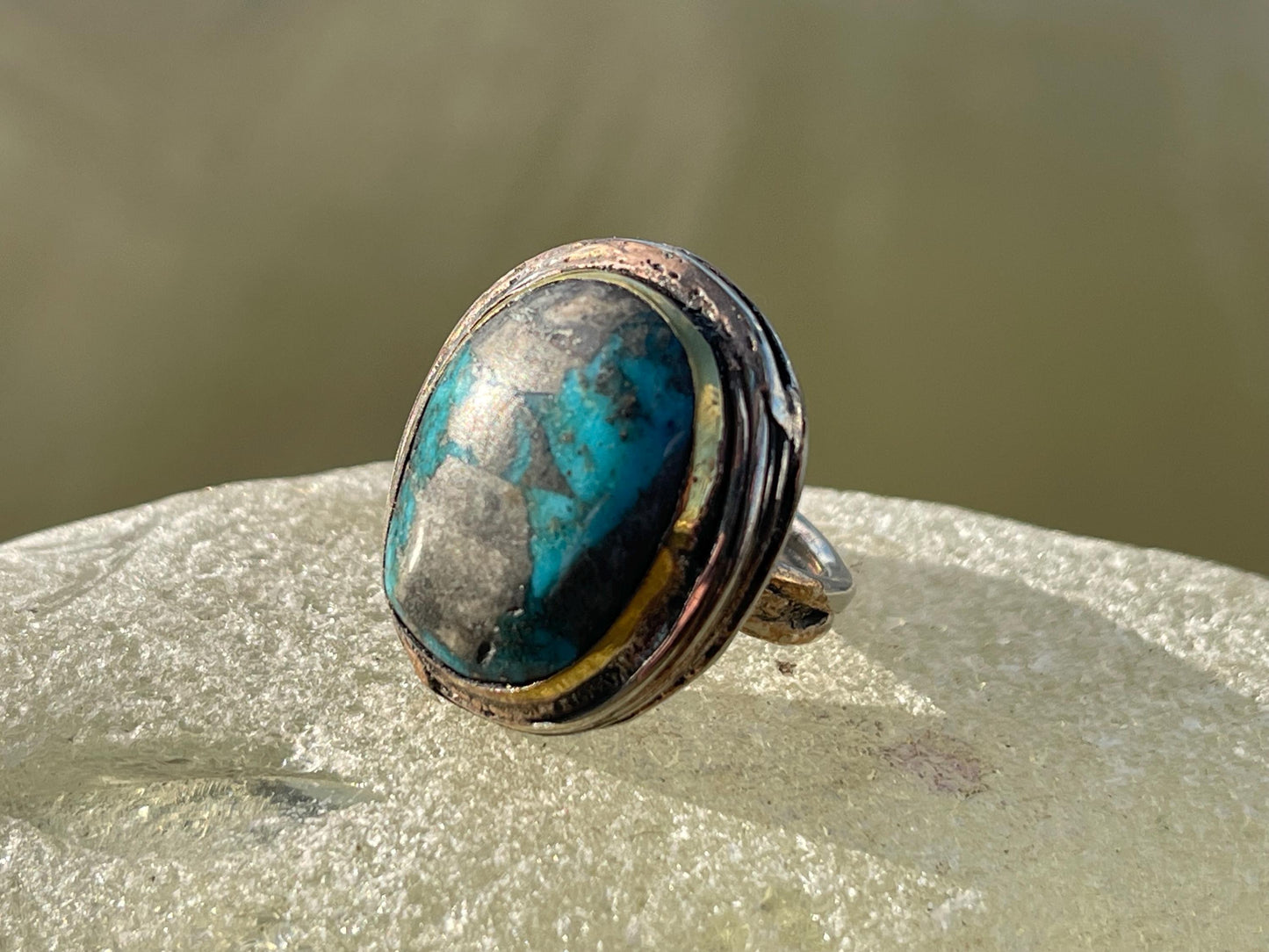 Fabulous vintage turquoise ring, boho vintage jewellery, ethical jewellery, gypsy ring. Eco friendly jewellery. Turquoise jewellery.