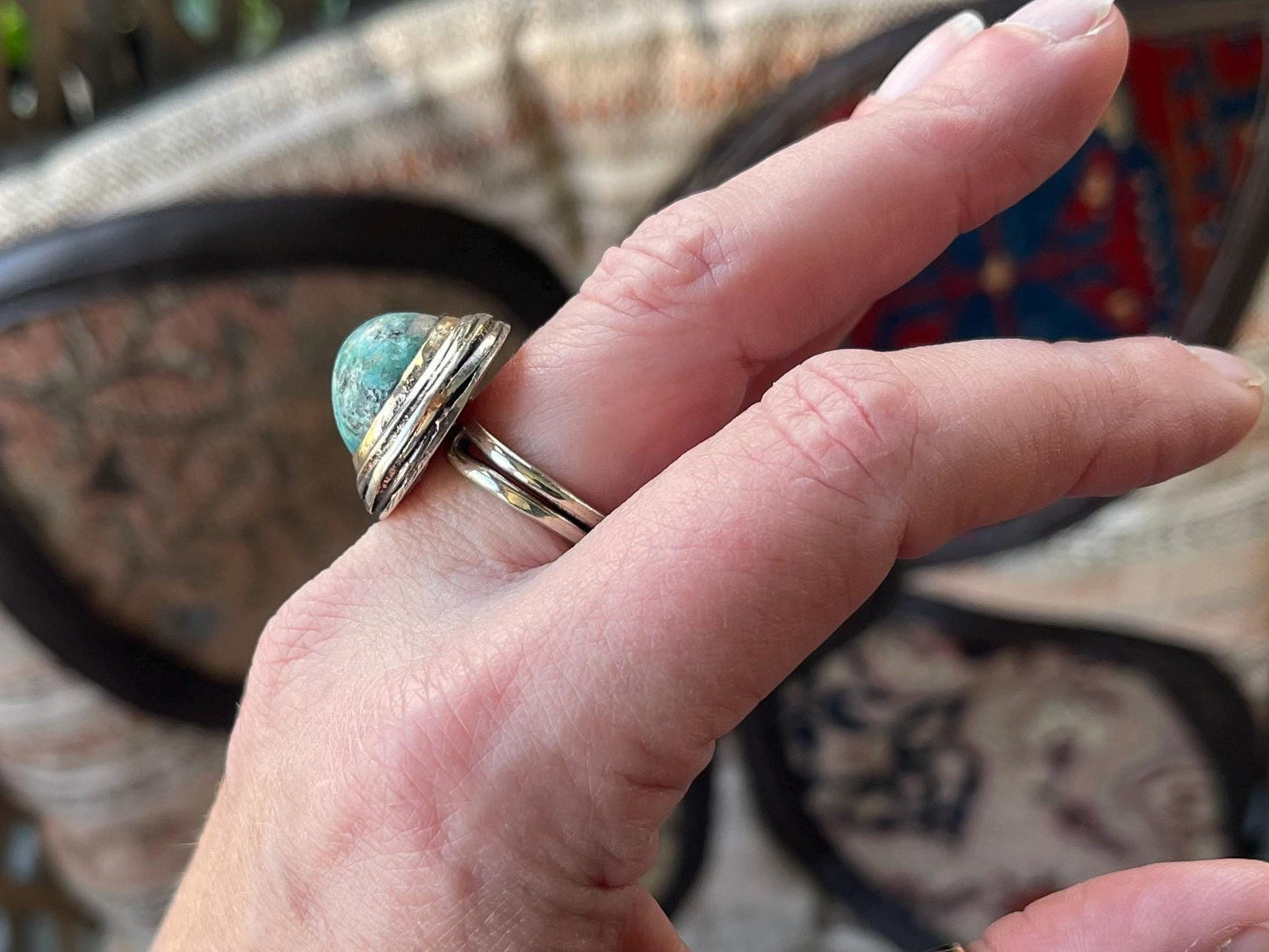 Fabulous vintage turquoise ring, boho vintage jewellery, ethical jewellery, gypsy ring. Eco friendly jewellery. Turquoise jewellery.