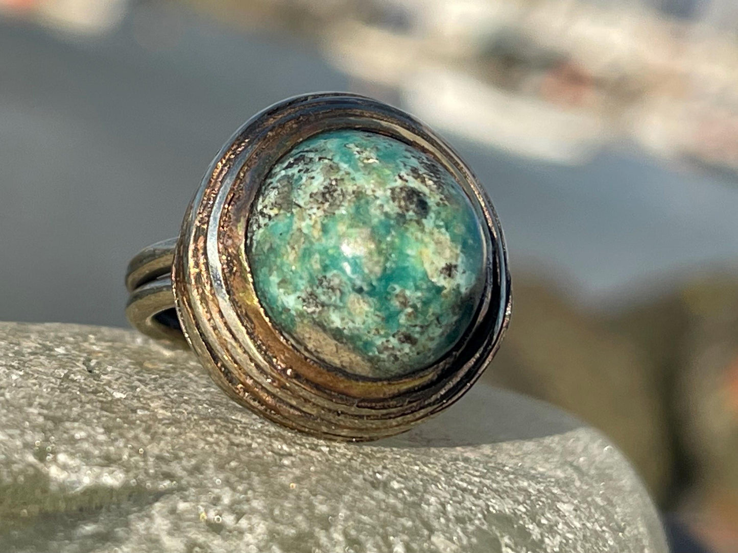 Fabulous vintage turquoise ring, boho vintage jewellery, ethical jewellery, gypsy ring. Eco friendly jewellery. Turquoise jewellery.