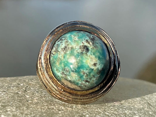 Fabulous vintage turquoise ring, boho vintage jewellery, ethical jewellery, gypsy ring. Eco friendly jewellery. Turquoise jewellery.