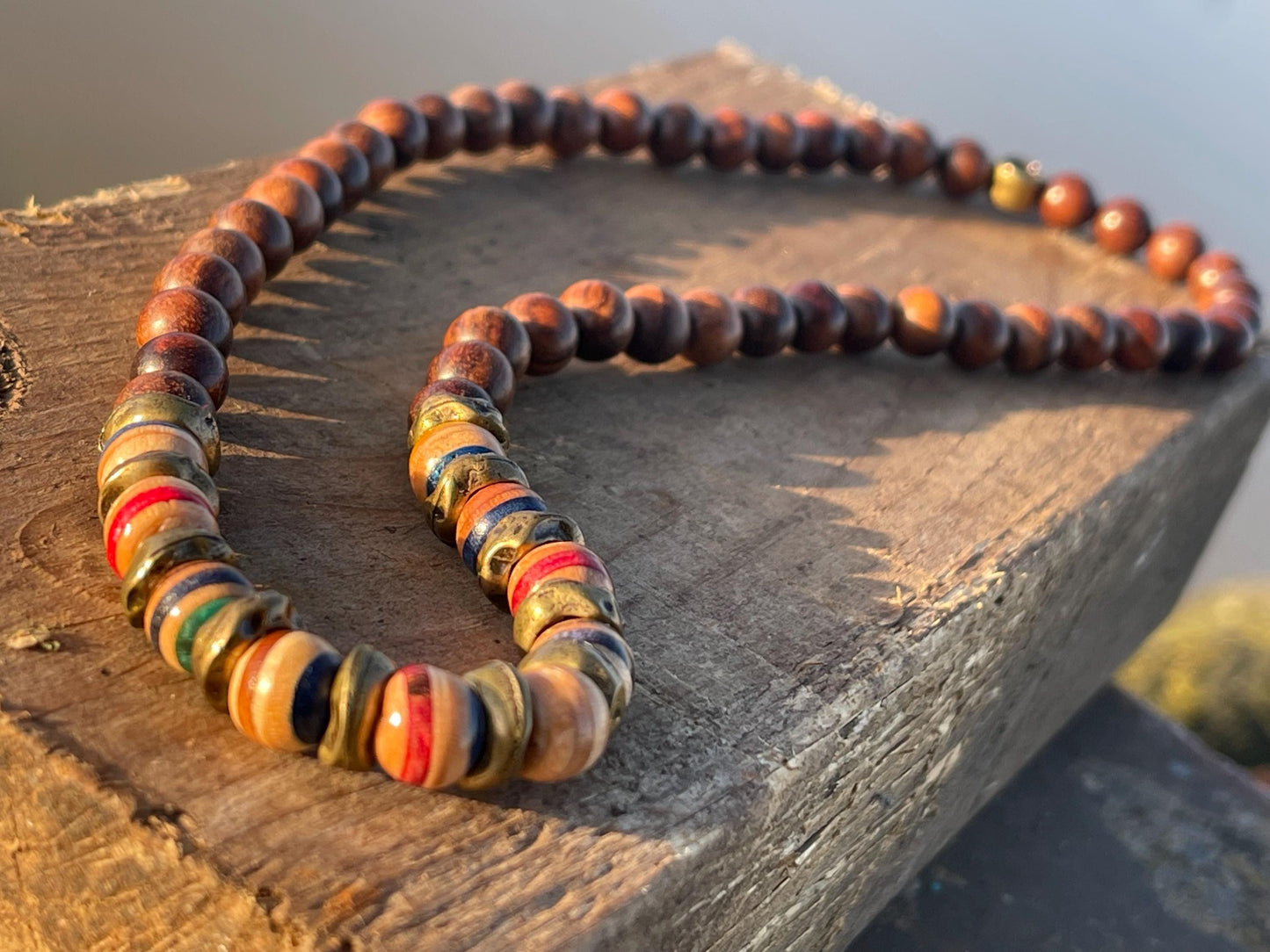 Handmade necklace made from old skateboards. Skateboard necklace. Unique gifts for men. Sustainable jewellery. Eco friendly necklaces.