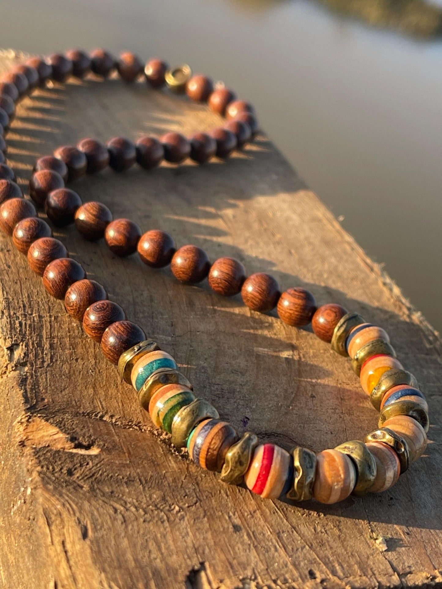 Handmade necklace made from old skateboards. Skateboard necklace. Unique gifts for men. Sustainable jewellery. Eco friendly necklaces.