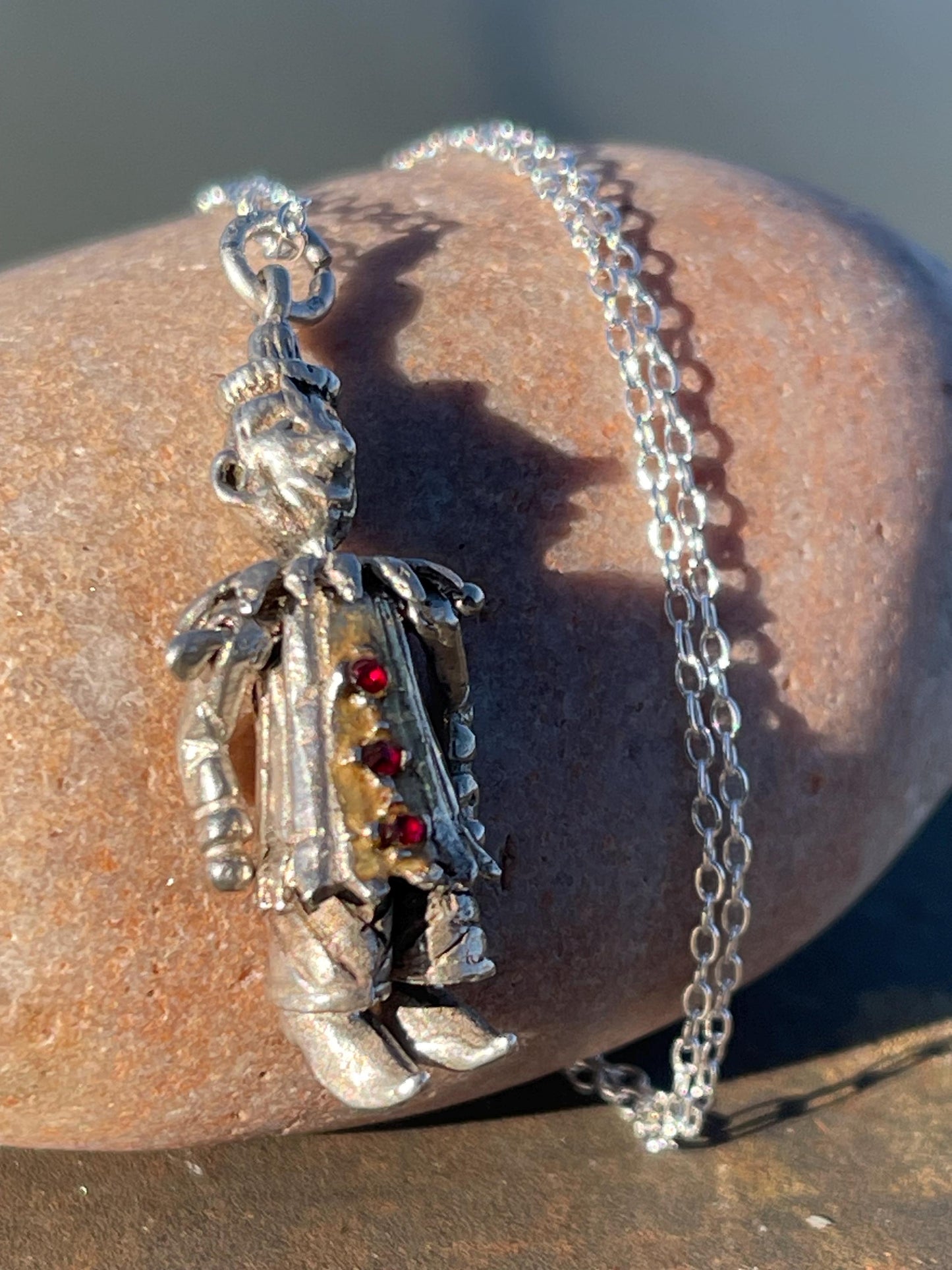 Articulated clown necklace, clown jewellery. Ethical jewellery. Eco friendly gift for her, vintage necklace, articulated necklace