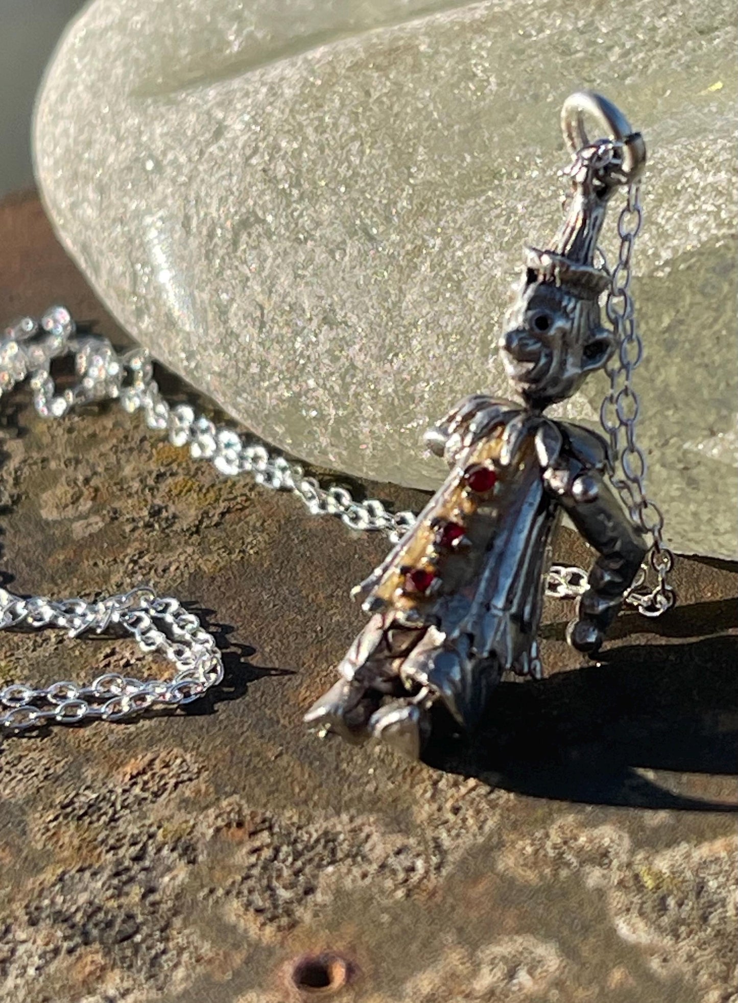 Articulated clown necklace, clown jewellery. Ethical jewellery. Eco friendly gift for her, vintage necklace, articulated necklace