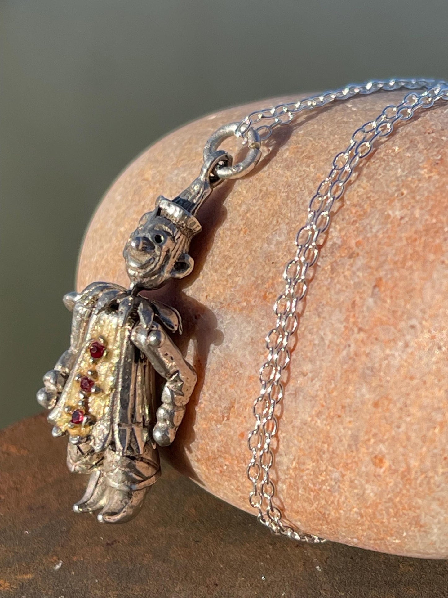 Articulated clown necklace, clown jewellery. Ethical jewellery. Eco friendly gift for her, vintage necklace, articulated necklace