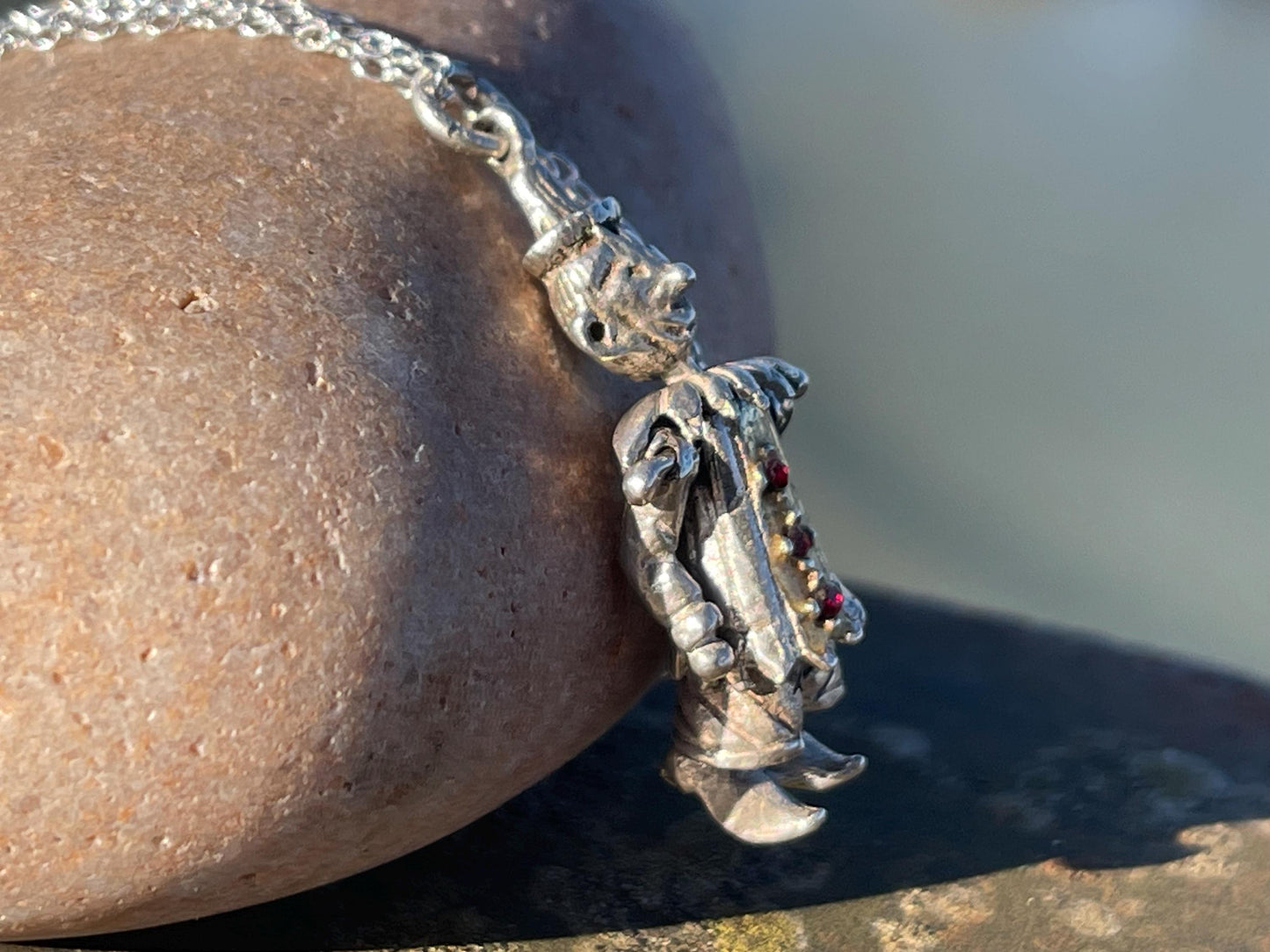 Articulated clown necklace, clown jewellery. Ethical jewellery. Eco friendly gift for her, vintage necklace, articulated necklace