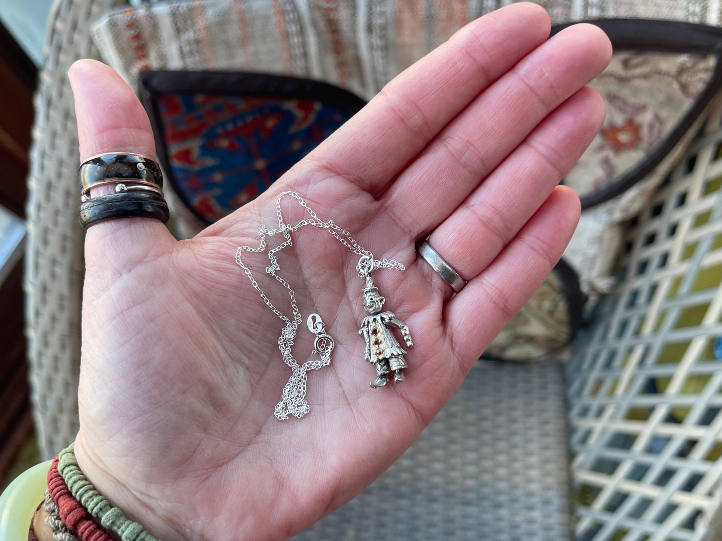 Articulated clown necklace, clown jewellery. Ethical jewellery. Eco friendly gift for her, vintage necklace, articulated necklace