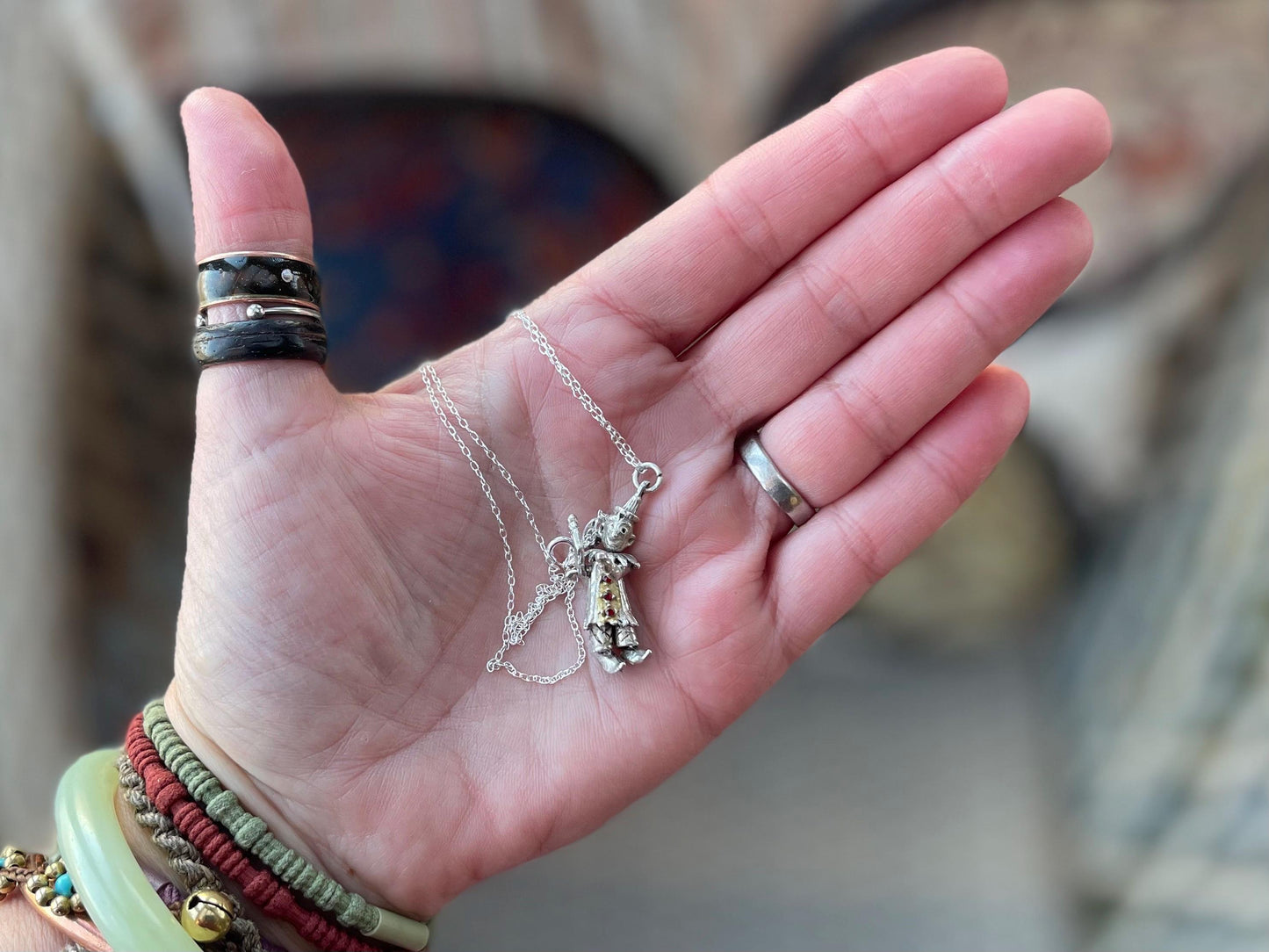 Articulated clown necklace, clown jewellery. Ethical jewellery. Eco friendly gift for her, vintage necklace, articulated necklace
