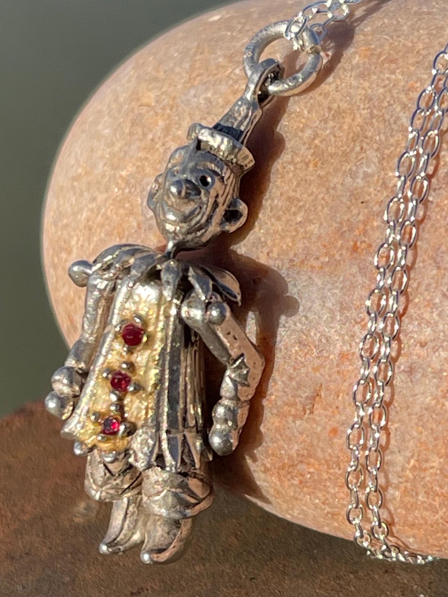 Articulated clown necklace, clown jewellery. Ethical jewellery. Eco friendly gift for her, vintage necklace, articulated necklace