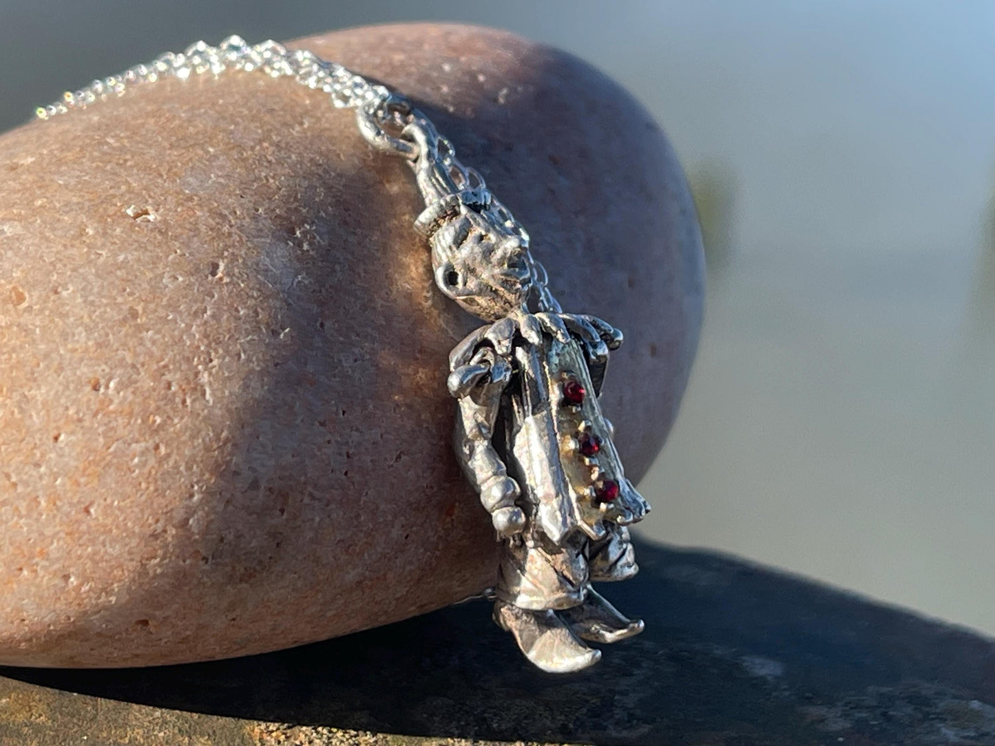 Articulated clown necklace, clown jewellery. Ethical jewellery. Eco friendly gift for her, vintage necklace, articulated necklace