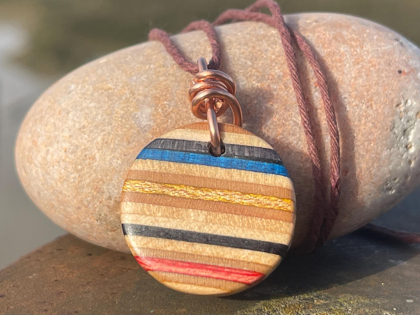 ORANGE Handmade pendant made from old skateboards. Skateboard necklace. Unique gifts for men. Sustainable jewellery. Eco friendly jewellery.