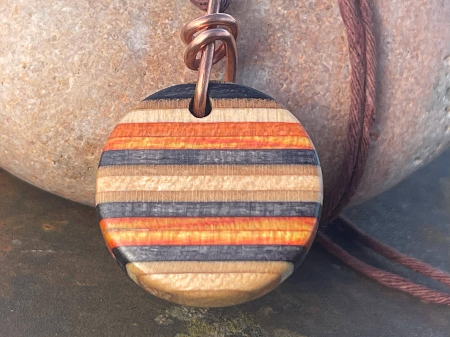 ORANGE Handmade pendant made from old skateboards. Skateboard necklace. Unique gifts for men. Sustainable jewellery. Eco friendly jewellery.