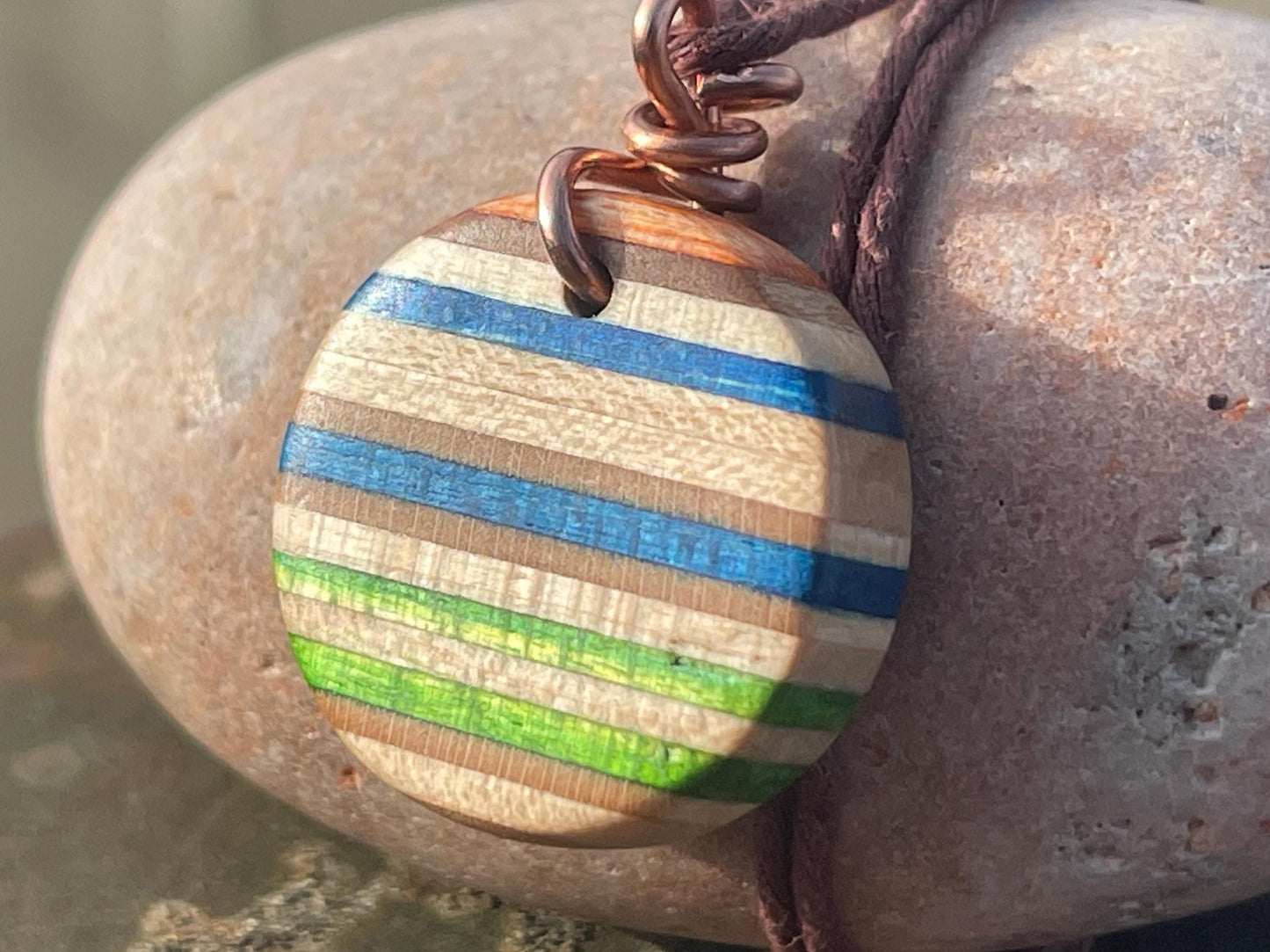 GREEN Handmade pendant made from old skateboards. Skateboard necklace. Unique gifts for men. Sustainable jewellery. Eco friendly jewellery.