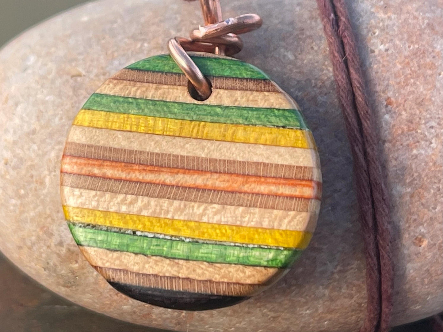 GREEN Handmade pendant made from old skateboards. Skateboard necklace. Unique gifts for men. Sustainable jewellery. Eco friendly jewellery.