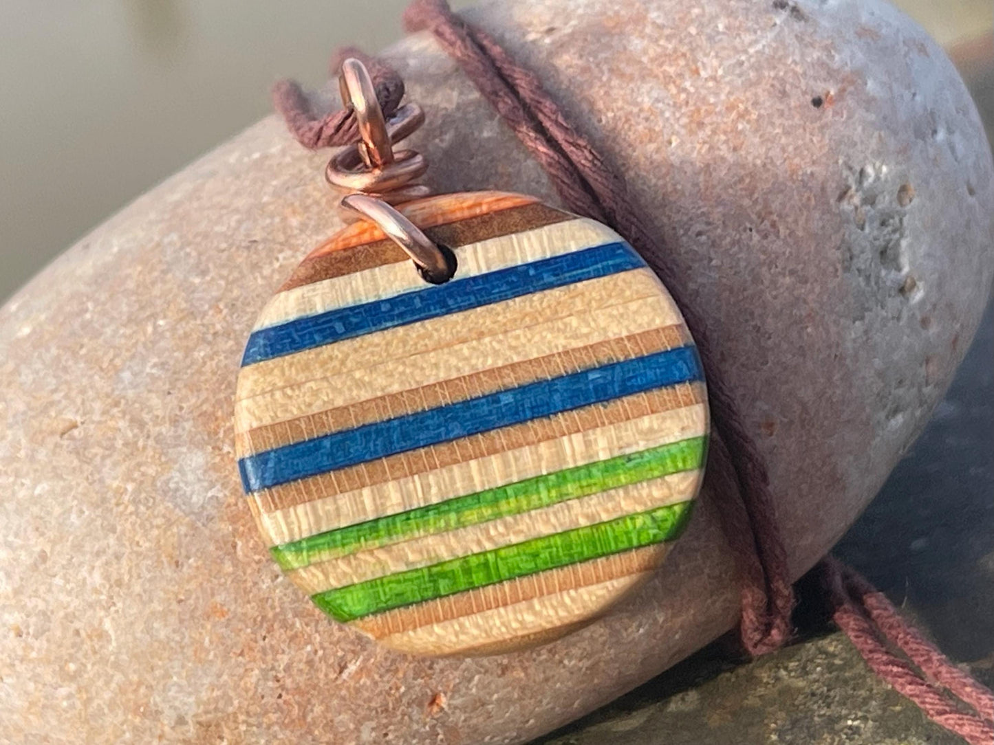 BLUE / PURPLE Handmade pendant made from old skateboards. Skateboard necklace. Gifts for men. Sustainable jewellery. Eco friendly jewellery.