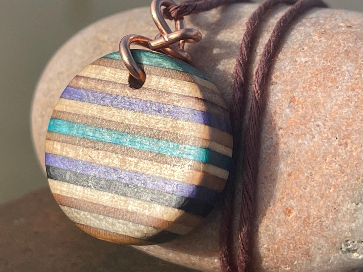 BLUE / PURPLE Handmade pendant made from old skateboards. Skateboard necklace. Gifts for men. Sustainable jewellery. Eco friendly jewellery.