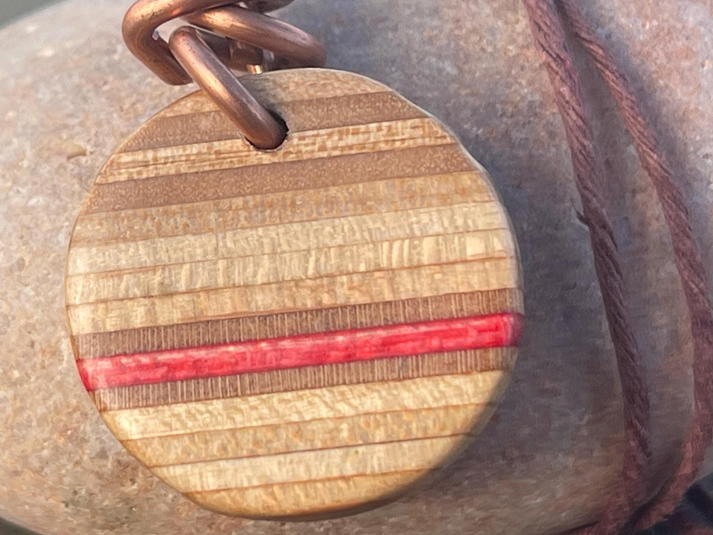 RED Handmade pendant made from old skateboards. Skateboard necklace. Unique gifts for men. Sustainable jewellery. Eco friendly jewellery.