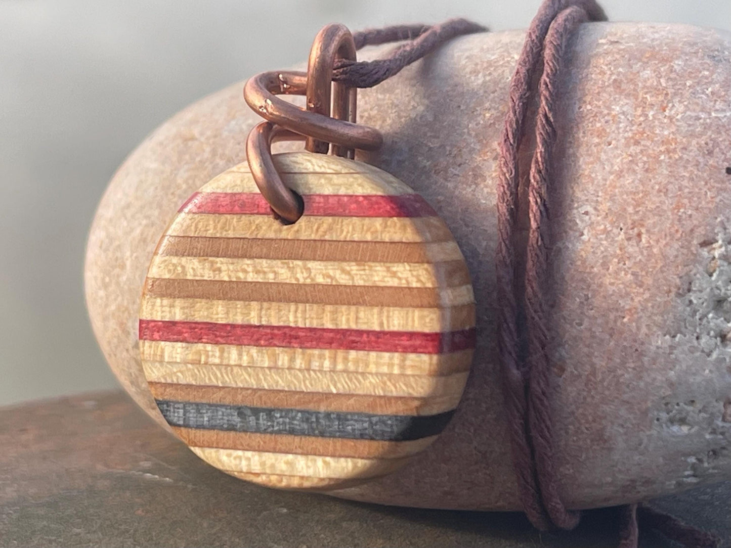 RED Handmade pendant made from old skateboards. Skateboard necklace. Unique gifts for men. Sustainable jewellery. Eco friendly jewellery.