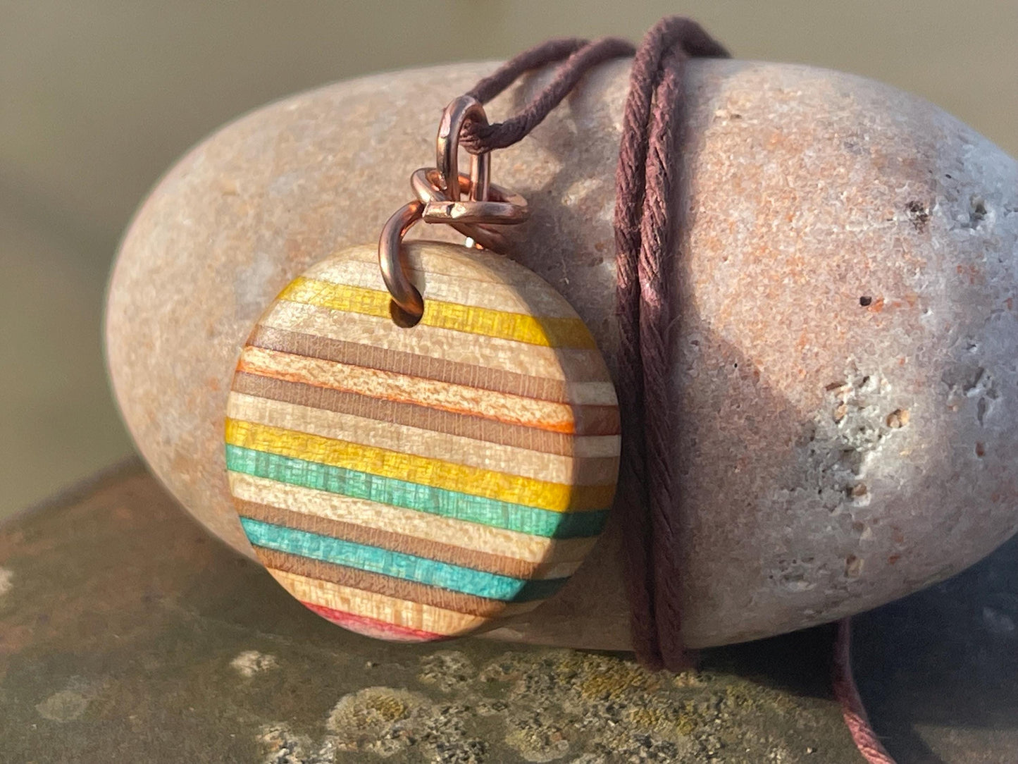 YELLOW Handmade pendant made from old skateboards. Skateboard necklace. Unique gifts for men. Sustainable jewellery. Eco friendly jewellery.