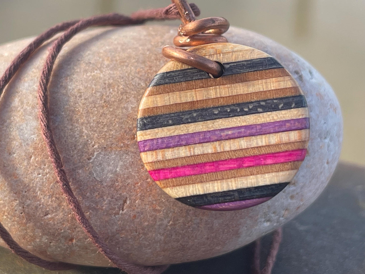 PINK Handmade pendant made from old skateboards. Skateboard necklace. Unique gifts for men. Sustainable jewellery. Eco friendly jewellery.