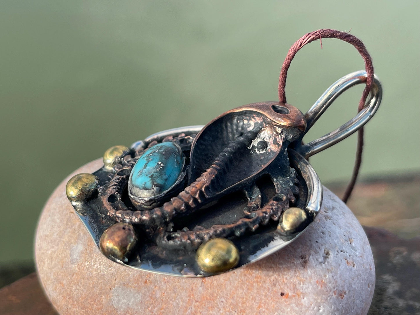 Snake necklace, turquoise necklace, vintage jewellery, ethical jewellery, snake pendant, boho necklace, unique turquoise snake.