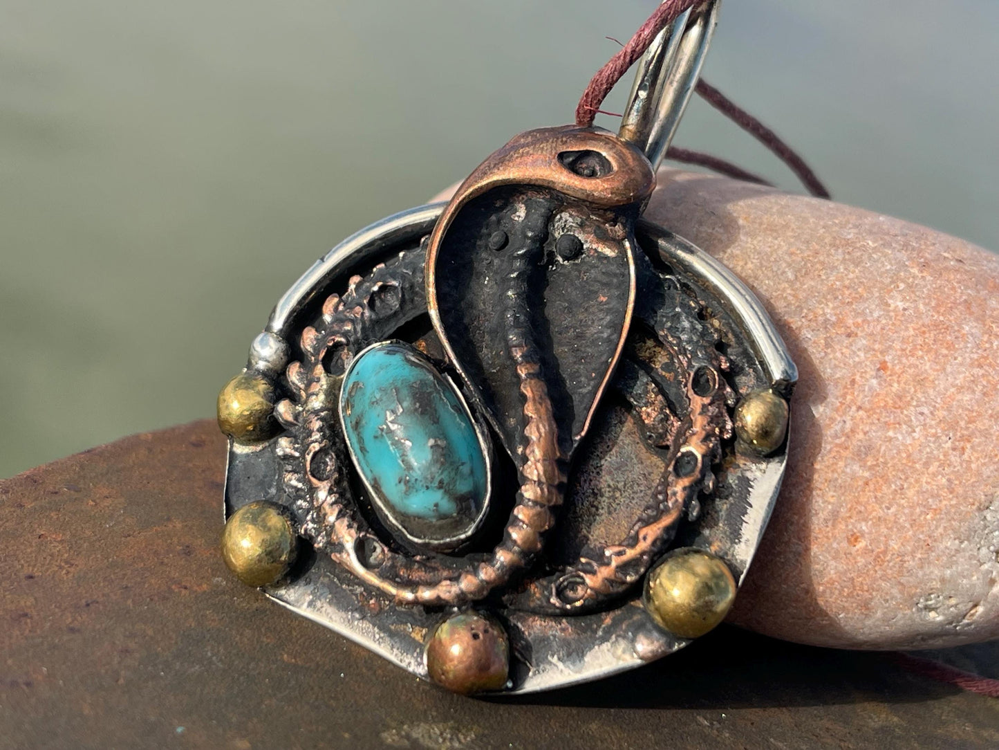 Snake necklace, turquoise necklace, vintage jewellery, ethical jewellery, snake pendant, boho necklace, unique turquoise snake.