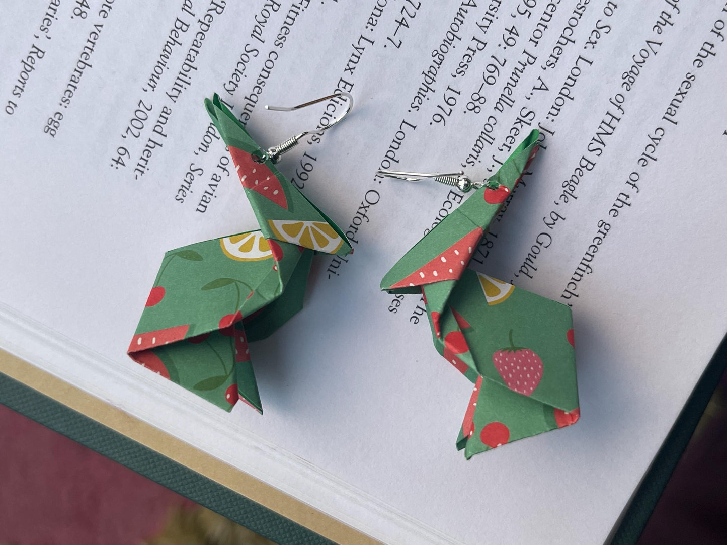 Rabbit origami earrings on recycled sterling silver. Eco friendly jewellery. Rabbit earrings. Handmade rabbit jewellery. Rabbits on silver