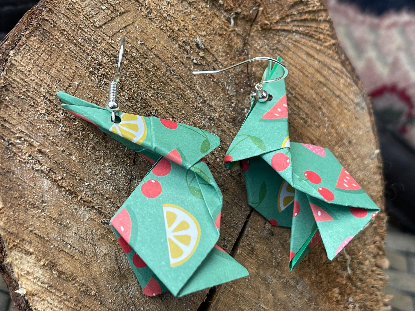 Rabbit origami earrings on recycled sterling silver. Eco friendly jewellery. Rabbit earrings. Handmade rabbit jewellery. Rabbits on silver