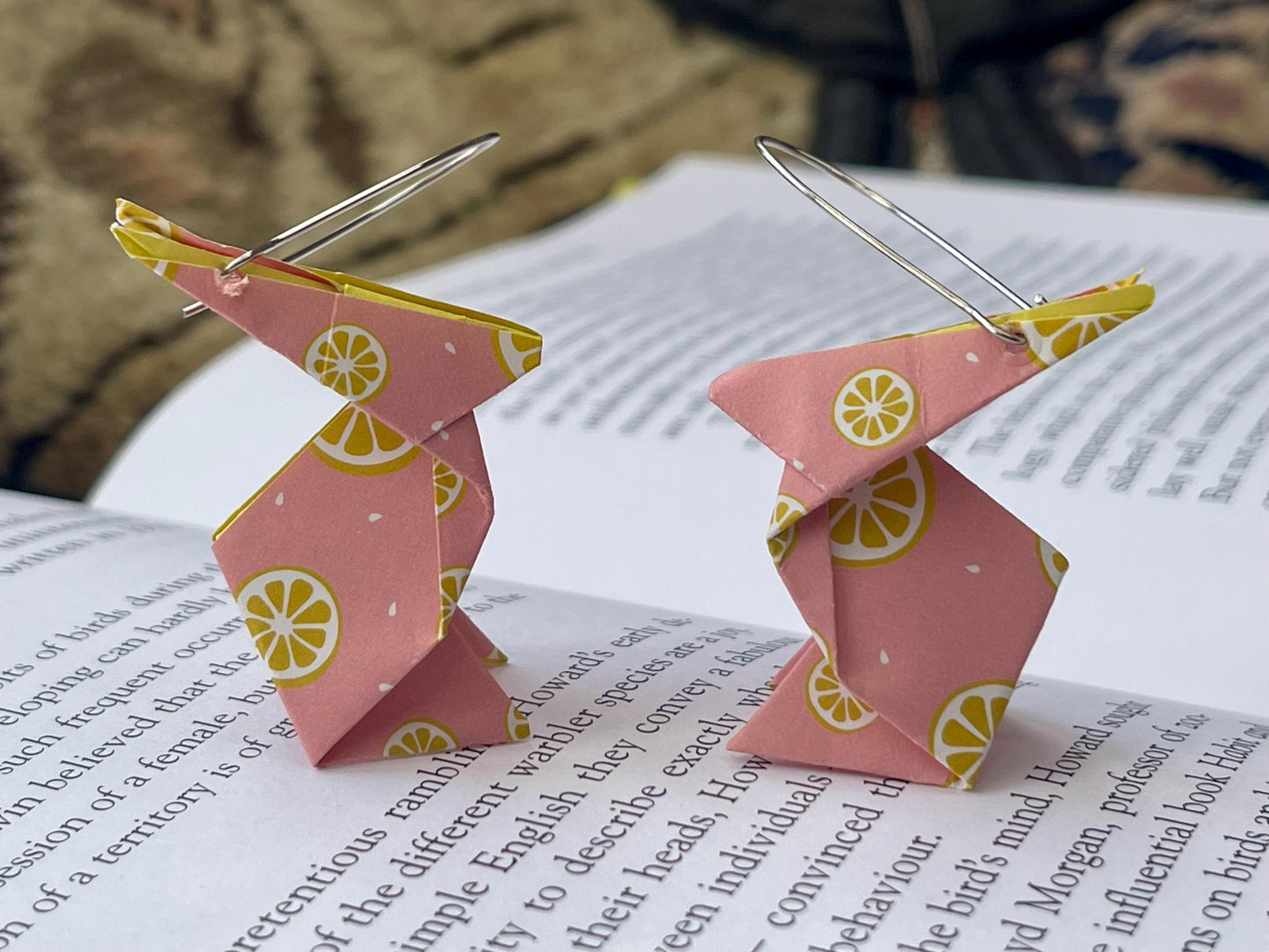 Rabbit origami earrings on recycled sterling silver. Eco friendly jewellery. Rabbit earrings. Handmade rabbit jewellery. Rabbits on silver