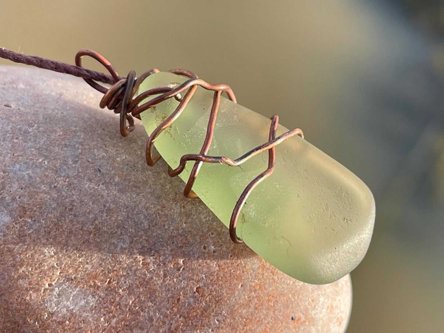 Eco friendly sea glass necklace. Ethical jewellery, boho necklace, unusual gift for him, gift for man, boho necklace, sea glass jewellery