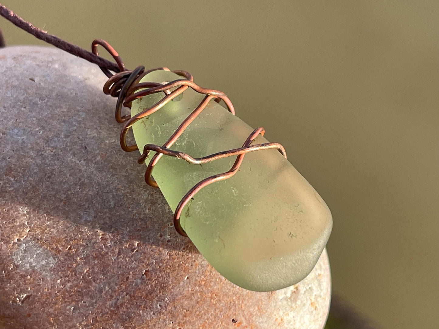 Eco friendly sea glass necklace. Ethical jewellery, boho necklace, unusual gift for him, gift for man, boho necklace, sea glass jewellery