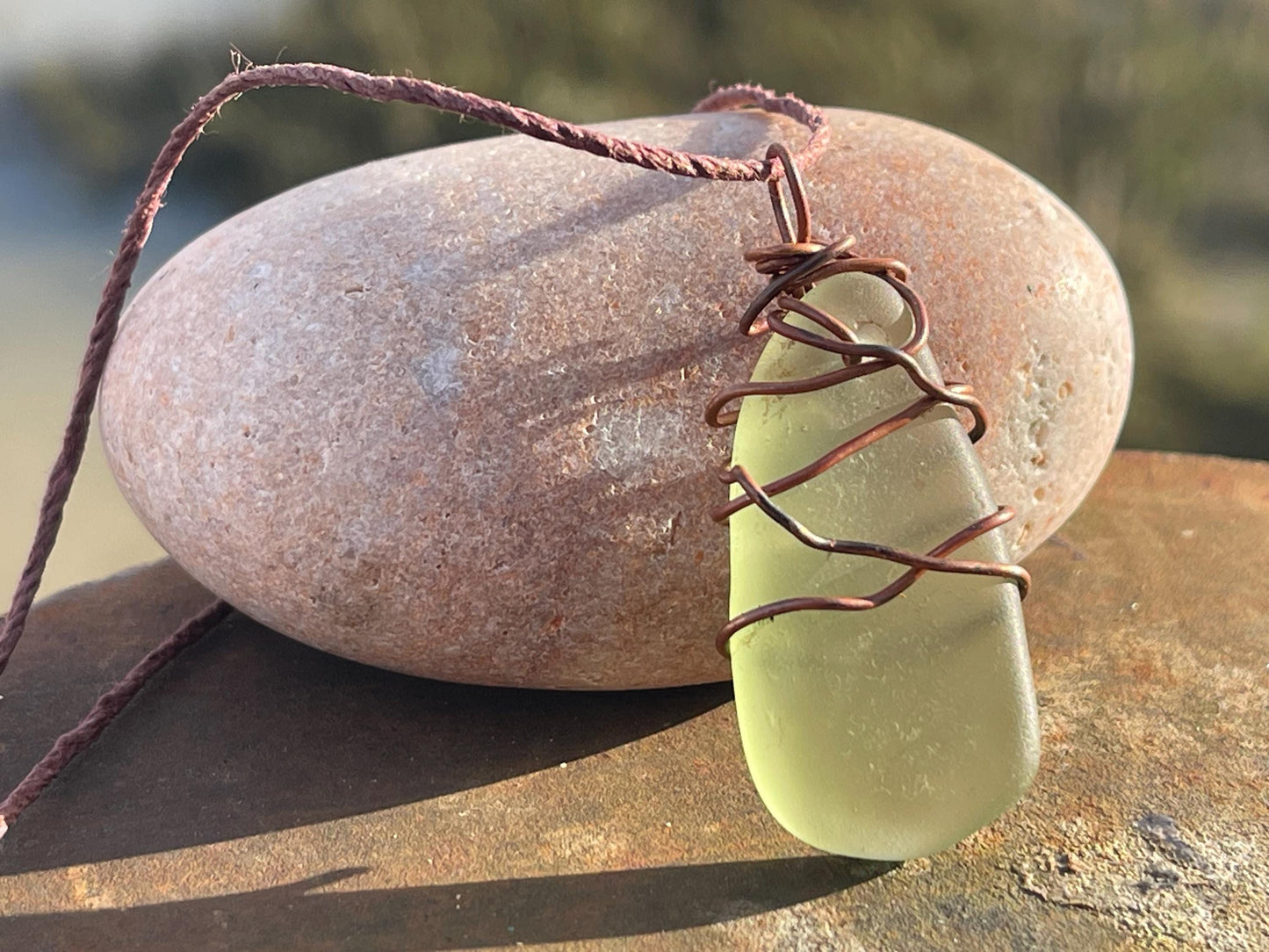 Eco friendly sea glass necklace. Ethical jewellery, boho necklace, unusual gift for him, gift for man, boho necklace, sea glass jewellery