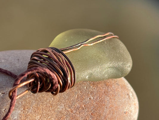 Eco friendly sea glass necklace. Ethical jewellery, boho necklace, unusual gift for him, gift for man, boho necklace, sea glass jewellery