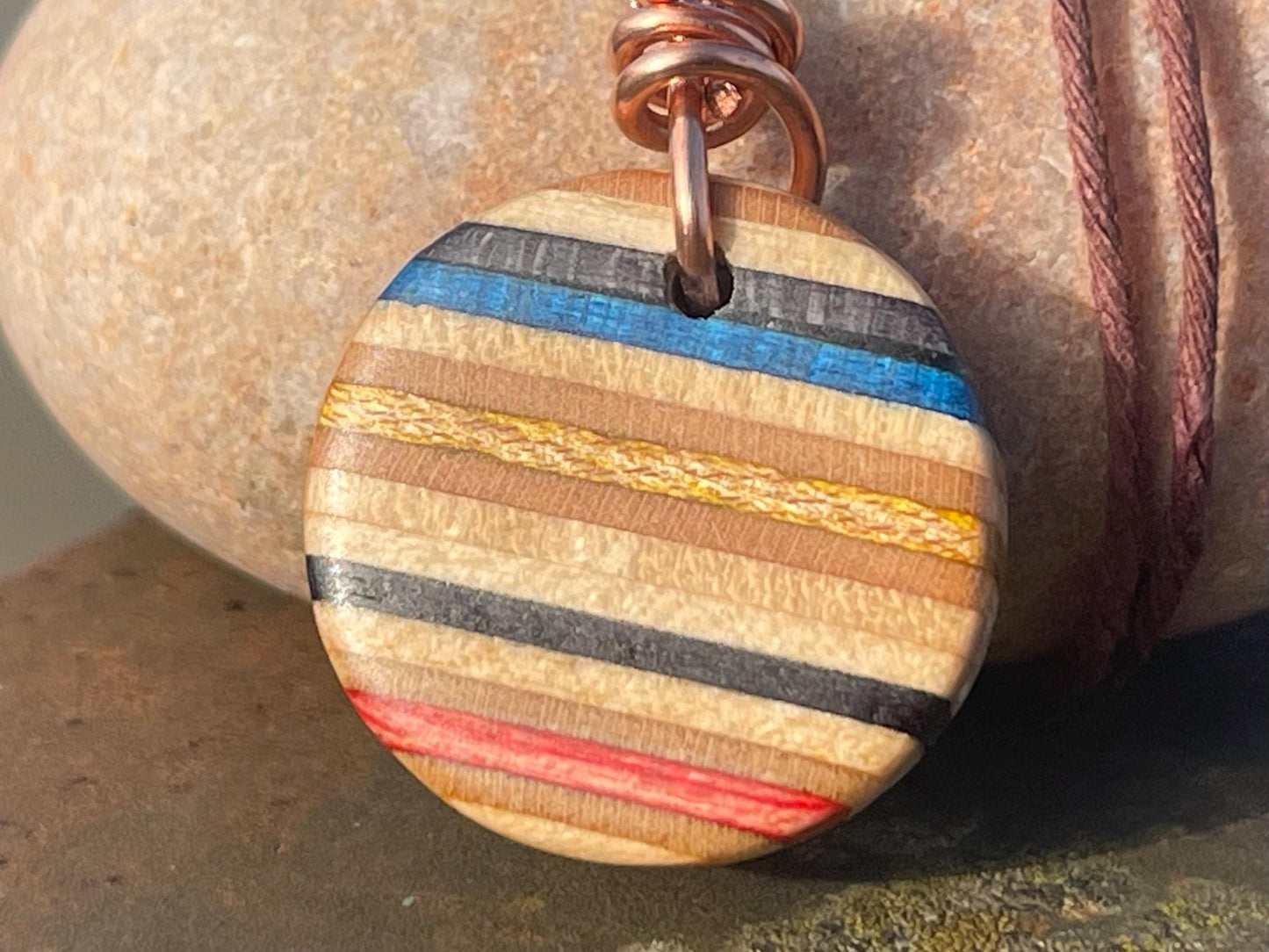 ORANGE Handmade pendant made from old skateboards. Skateboard necklace. Unique gifts for men. Sustainable jewellery. Eco friendly jewellery.