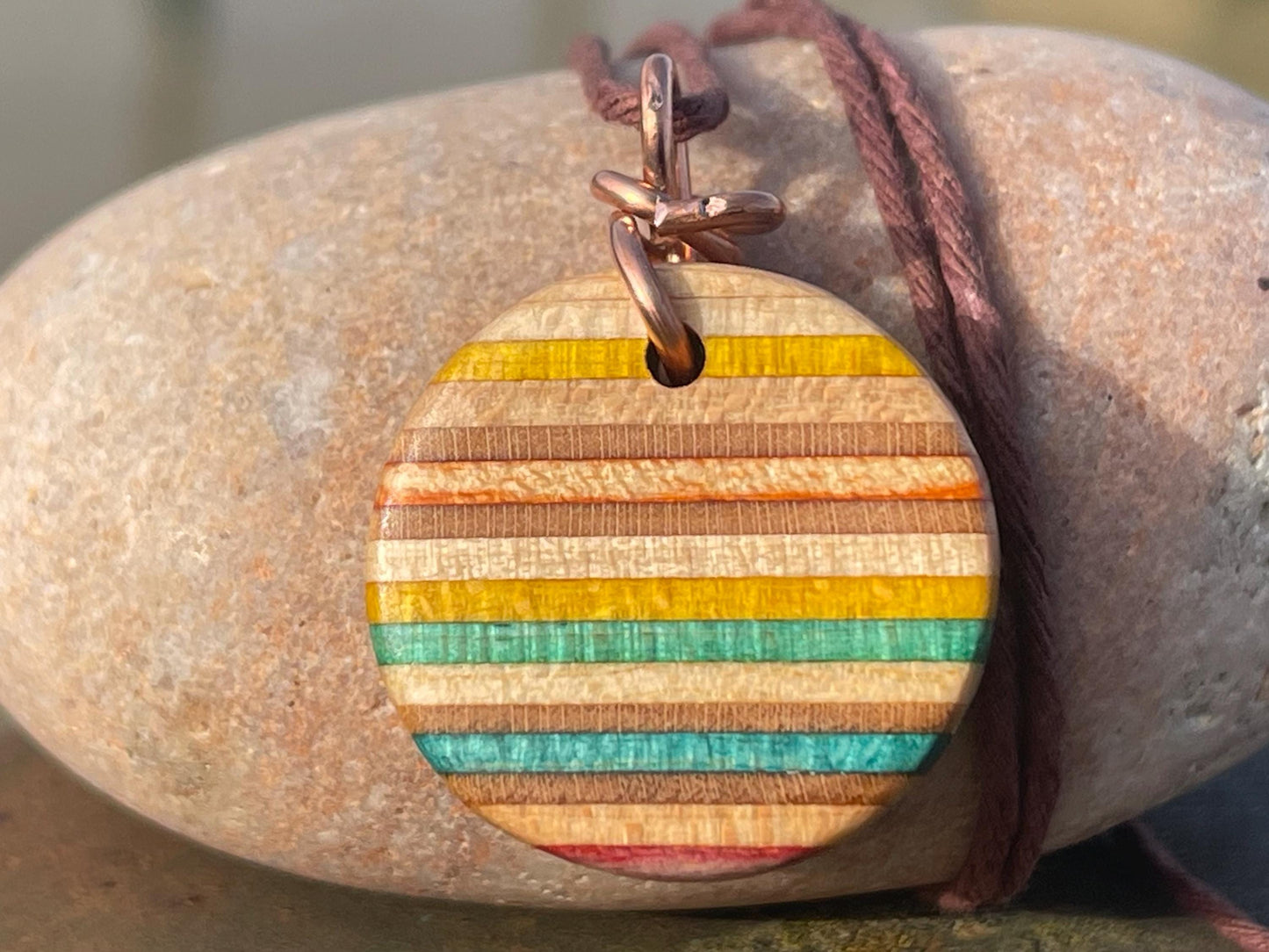 ORANGE Handmade pendant made from old skateboards. Skateboard necklace. Unique gifts for men. Sustainable jewellery. Eco friendly jewellery.